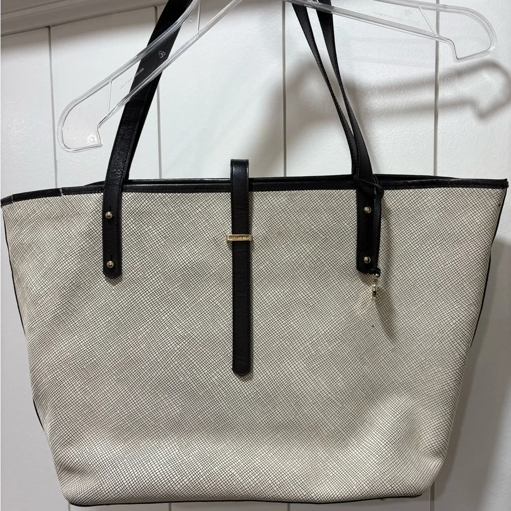 Brahmin All Day Tote Leather Black Straps See Pics For Flaws